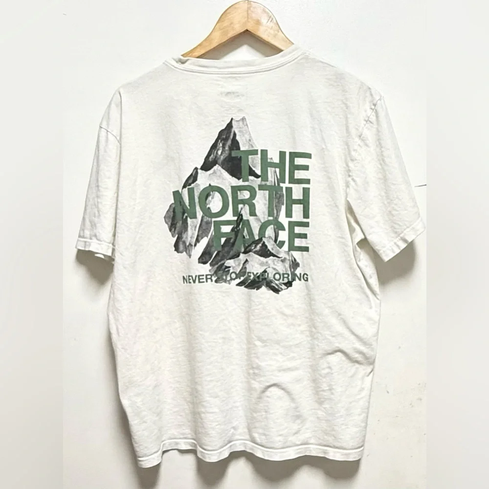 The North Face White Tee with Green Logo Size L